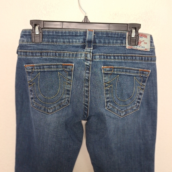True Religion Low Rise Grunge World Tour Factory Distressed Denim Jeans Size 27 - Picture 6 of 12